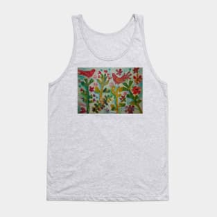 Red Birds on Cactus Plants, collage Tank Top